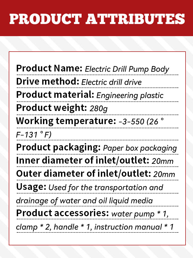 Electric Drill Drive Pump Self Priming Transfer Pumps Oil Fluid Water Pump Portable Round Shank Portable Easy Installtion Pump