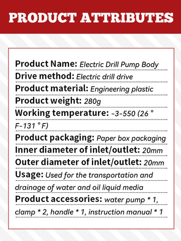 Electric Drill Drive Pump Self Priming Transfer Pumps Oil Fluid Water Pump Portable Round Shank Portable Easy Installtion Pump