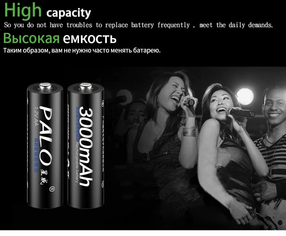 PALO AA and AAA Rechargeable Batteries 3000mAh NI-MH AA Battery LR6 1100mAh AAA LR3+LCD USB USB Charger for 1.2V AA AAA Battery
