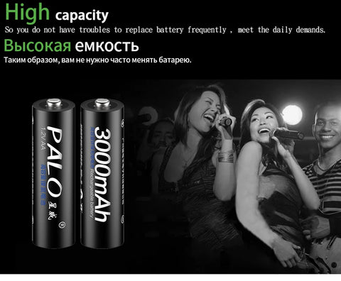 PALO AA and AAA Rechargeable Batteries 3000mAh NI-MH AA Battery LR6 1100mAh AAA LR3+LCD USB USB Charger for 1.2V AA AAA Battery