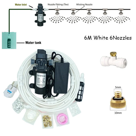6-18M Misting Kits 12V DC Pump Spray Dust Removal System Fog Nozzles Low Pressure Atomization Humidify Cooling Watering