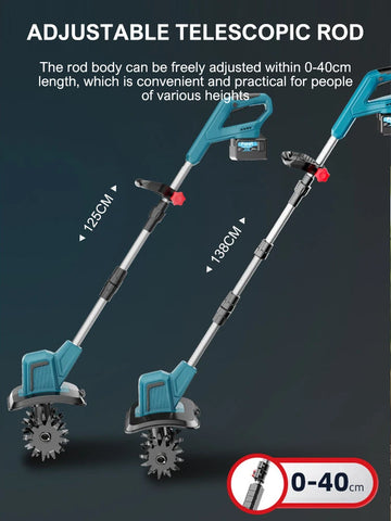 400W Electric Cultivator,21V Electric Tiller for Makita Battery,Electric Lawn Mower 4 Blades Cordless Grass Trimmer Garden Tools