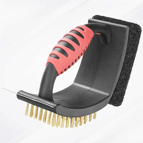 A19F-Grill Brush Grill Accessories Brass Grill Cleaning Brush 3 In 1 Multifunction BBQ Cleaning Brush Cleaning Brush Bristles