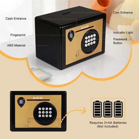 ABGI-Piggy Bank Money Box ,Electric Fingerprint Password Money Saving Box ,Coin Bank Money Safe Atm Machine Gift For Kids