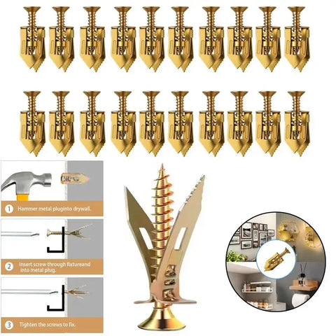 25/50/100Pcs Self Tapping Screws Self Drilling Anchors Screws Drywall Anchors Easy Application for Gypsum Plasterboard Dowel