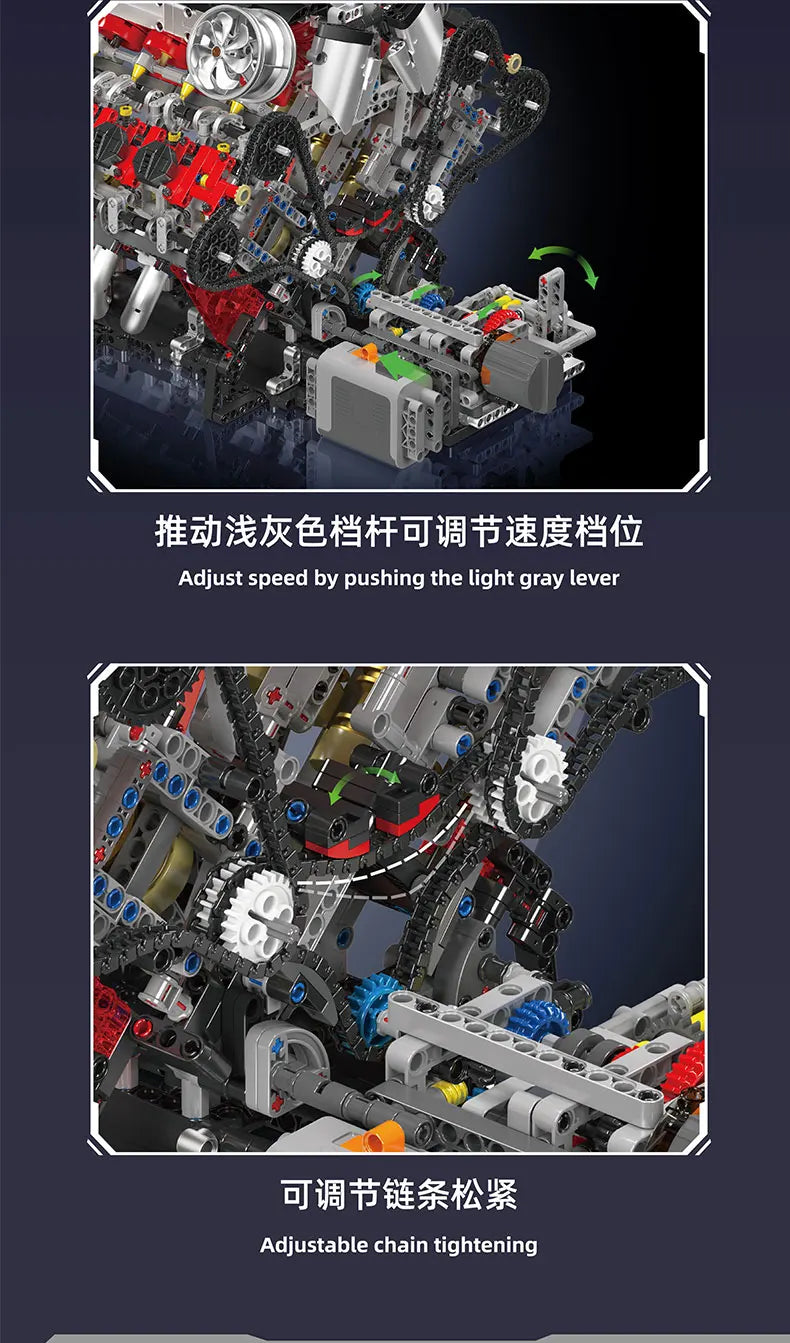 2718PCS V8 Engine Model kit Technincal Car MOC V8 Engine Supercar Model Assembly Car Building Blocks Brick Toys For Boys Gifts
