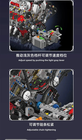 2718PCS V8 Engine Model kit Technincal Car MOC V8 Engine Supercar Model Assembly Car Building Blocks Brick Toys For Boys Gifts