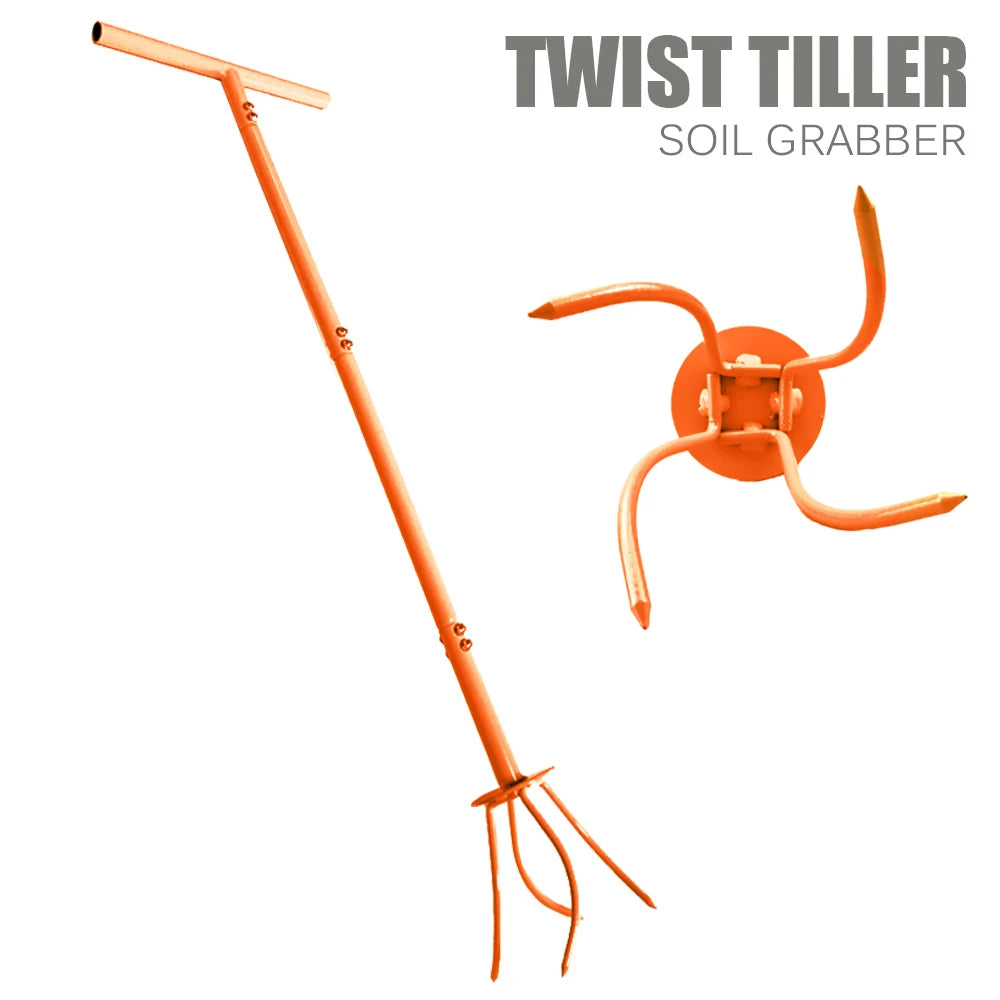 Twist Tiller Soil Grabber T-handle Adjustable Height Yard Garden Manual Soil Claw Cultivator Household Planting Tool