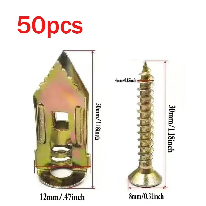 25/50/100Pcs Self Tapping Screws Self Drilling Anchors Screws Drywall Anchors Easy Application for Gypsum Plasterboard Dowel