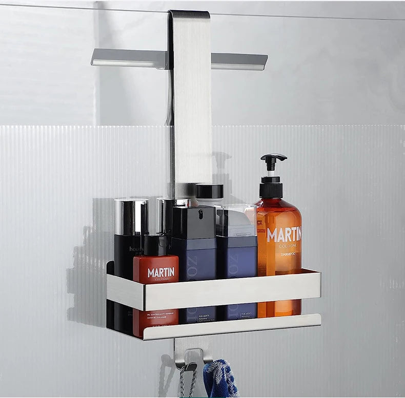 Movable Bathroom Shelves No Drill Shelf Organizer Shower Support Steel Shelf Multifunction Shelves Storage Unit For Bathroom