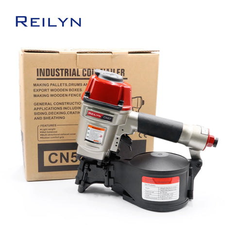 CN55 Pneumatic Nailer Gun CN57 Air Coil Nailer 57mm Nailes for Fencing Framing Roof Pallets Nail Gun Decorate Board Production