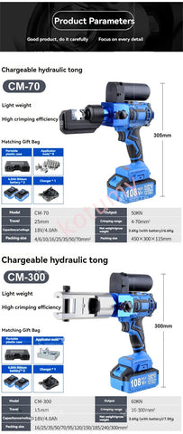 18V Lithium Battery Hydraulic Pliers Hydraulic Electric Fast Crimping Pliers Wire Terminals Crimping Cable Pliers