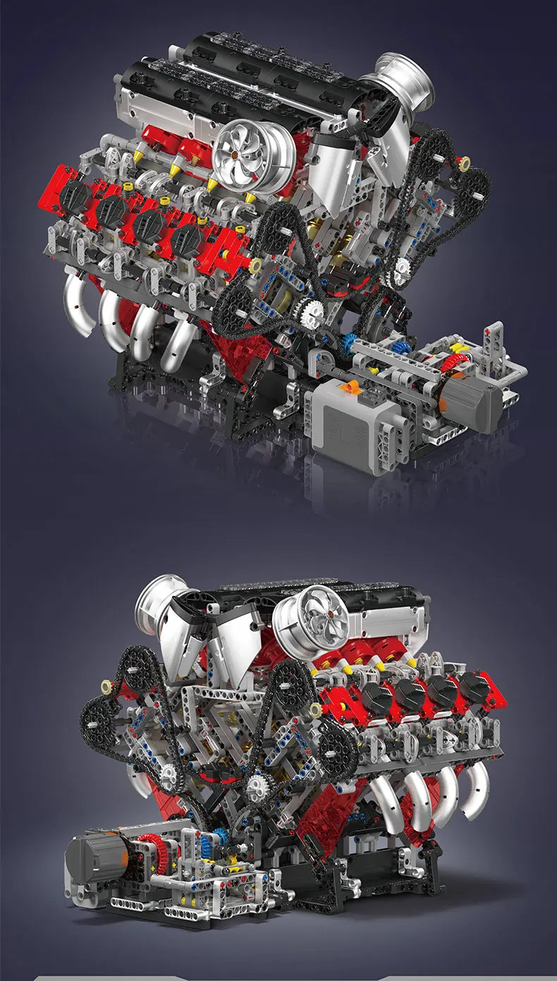 2718PCS V8 Engine Model kit Technincal Car MOC V8 Engine Supercar Model Assembly Car Building Blocks Brick Toys For Boys Gifts
