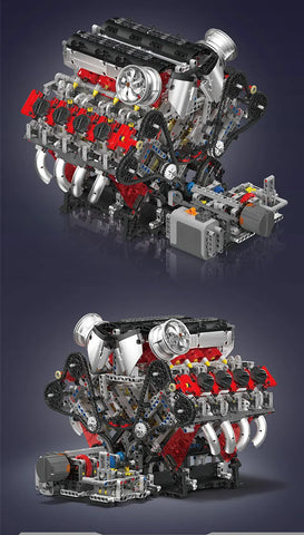 2718PCS V8 Engine Model kit Technincal Car MOC V8 Engine Supercar Model Assembly Car Building Blocks Brick Toys For Boys Gifts
