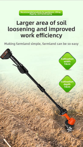 Cordless Electric Tiller Cultivator Portable Electric Garden Rotavator For Garden Vegetable Field Greenhouse Garden Power Tool