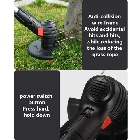 Cordless Electric Grass Trimmer Handheld Rechargeable Lawn Mower Garden Tool for Flower Beds Pruning Trimming Small Yard