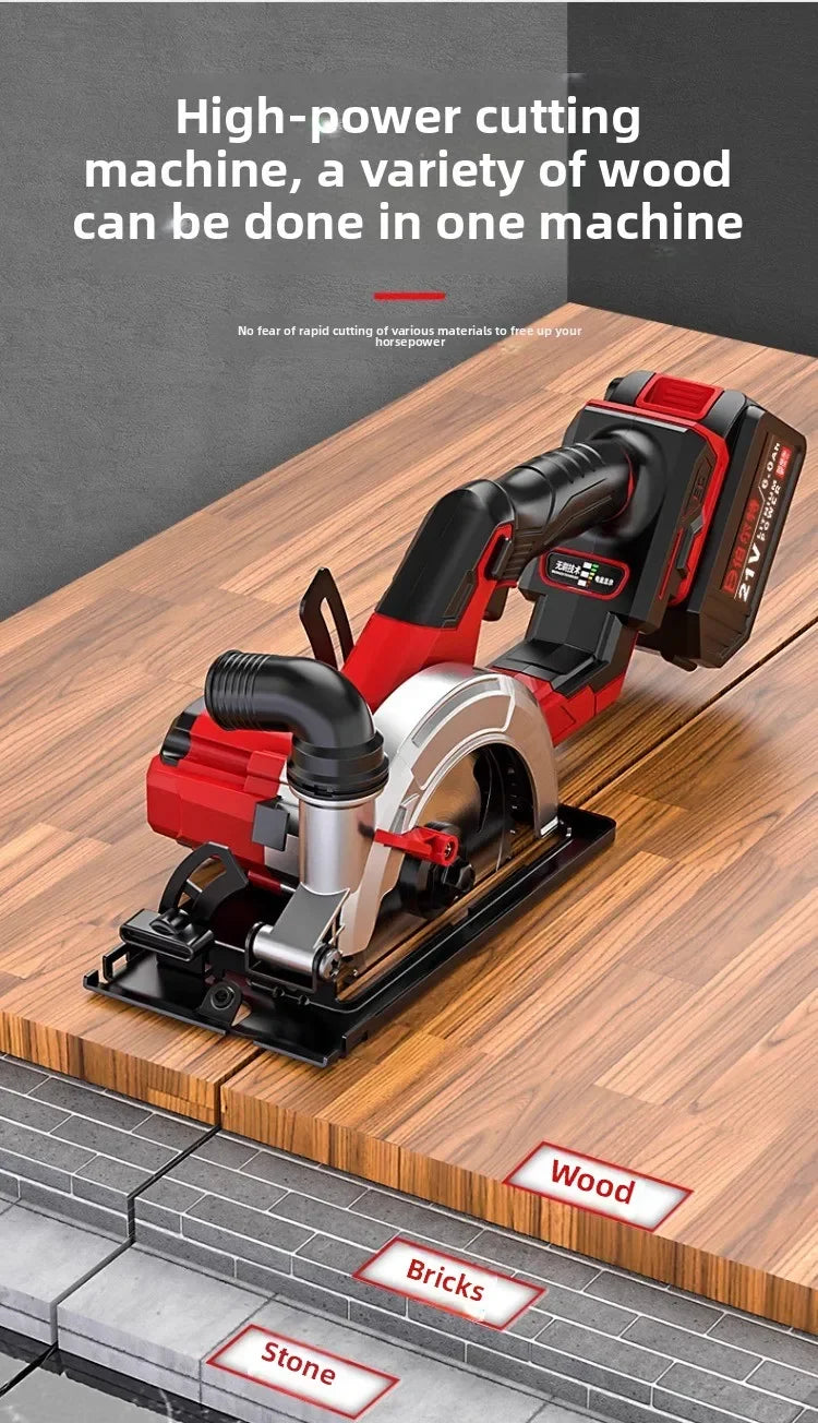 110V/220V Brushless Lithium Battery Electric Circular Saw Rechargeable Wireless Woodworking Hand Saw Power Tools CBA
