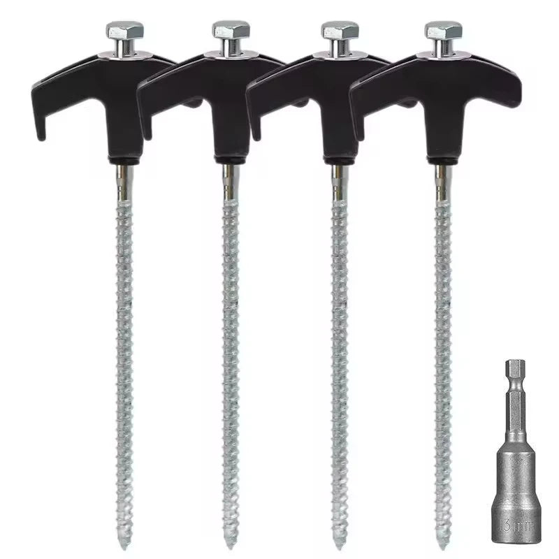 4/10pcs Outdoor Tent Ground Nail 20CM Screw Anchor Stakes Pegs For Trap Shelter Carbon Steel Hexagonal Head Camp Accessories