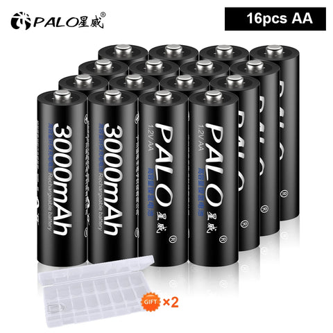PALO AA and AAA Rechargeable Batteries 3000mAh NI-MH AA Battery LR6 1100mAh AAA LR3+LCD USB USB Charger for 1.2V AA AAA Battery