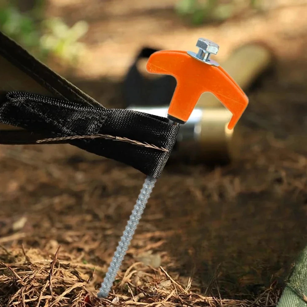 4/10pcs Outdoor Tent Ground Nail 20CM Screw Anchor Stakes Pegs For Trap Shelter Carbon Steel Hexagonal Head Camp Accessories