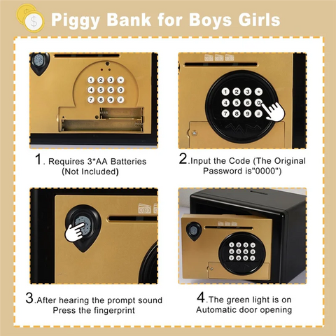 ABGI-Piggy Bank Money Box ,Electric Fingerprint Password Money Saving Box ,Coin Bank Money Safe Atm Machine Gift For Kids