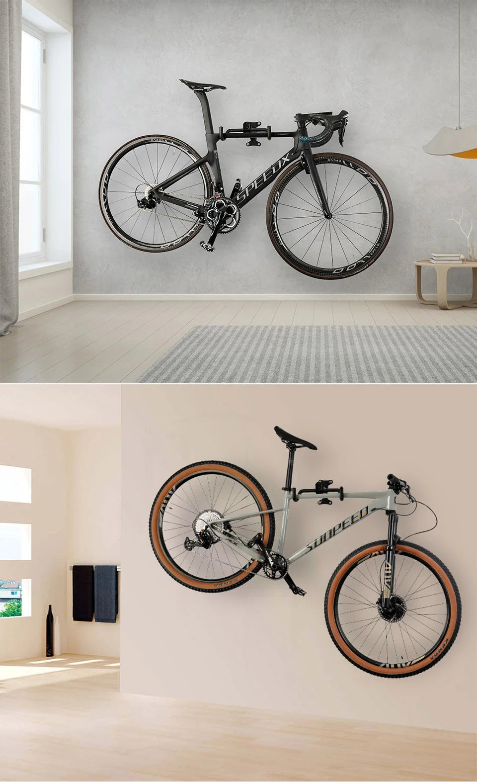 JSHOU BIKE Wall Mount Garage Bike Rack Adjustable Hanger Storage Bike Garage Home,Horizontal Bike Hook Bike Holder MTB/Road Bike