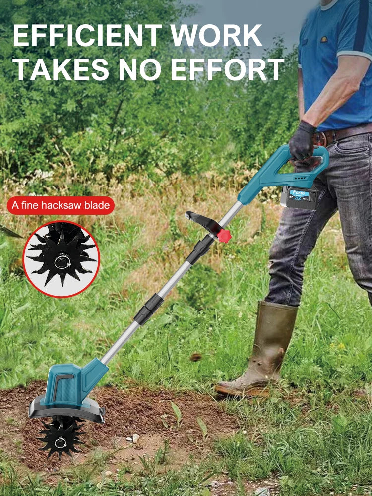 400W Electric Cultivator,21V Electric Tiller for Makita Battery,Electric Lawn Mower 4 Blades Cordless Grass Trimmer Garden Tools