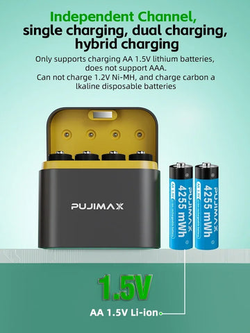 AA Smart Battery Charger 8 Slots for 1.5V AAA Rechargeable Lithium Ion Batteries Intelligent 1200 Times Recycle Fast USB Charger
