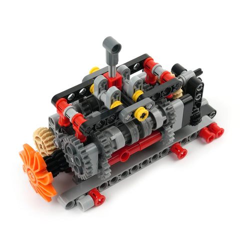 6-Speed Gearbox Model Kit - MOC Technical Building Blocks for DIY Cars - Compatible Transmission Engineering Toy with Gears