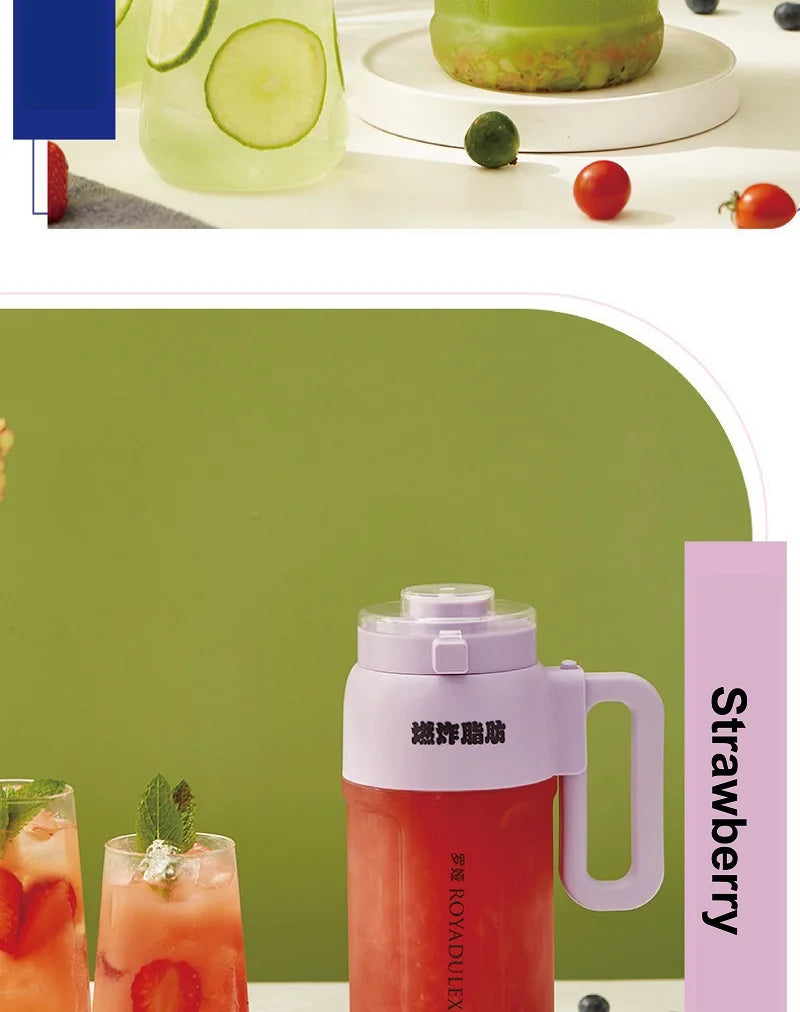1000ml Wireless Juicer Blender Portable Drinking Cup Milkshake Mixer Juice Maker USB Rechargeable Home Juice Cup 1500mAh