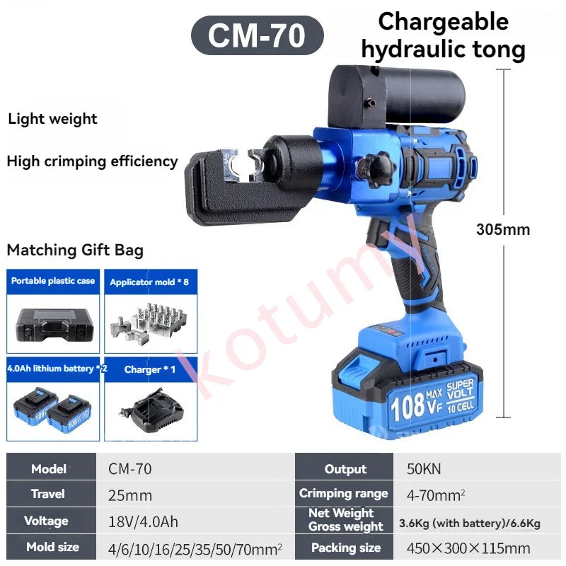 18V Lithium Battery Hydraulic Pliers Hydraulic Electric Fast Crimping Pliers Wire Terminals Crimping Cable Pliers