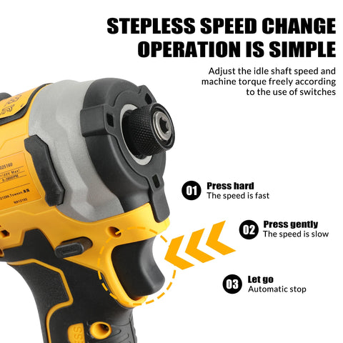 Dewalt 850 Screwdriver20V Brushless Lithium Battery Electric Screwdriver 3 Gears Adjustment High Torque High Impact withLEDLight