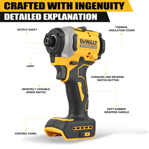 Dewalt 850 Screwdriver20V Brushless Lithium Battery Electric Screwdriver 3 Gears Adjustment High Torque High Impact withLEDLight
