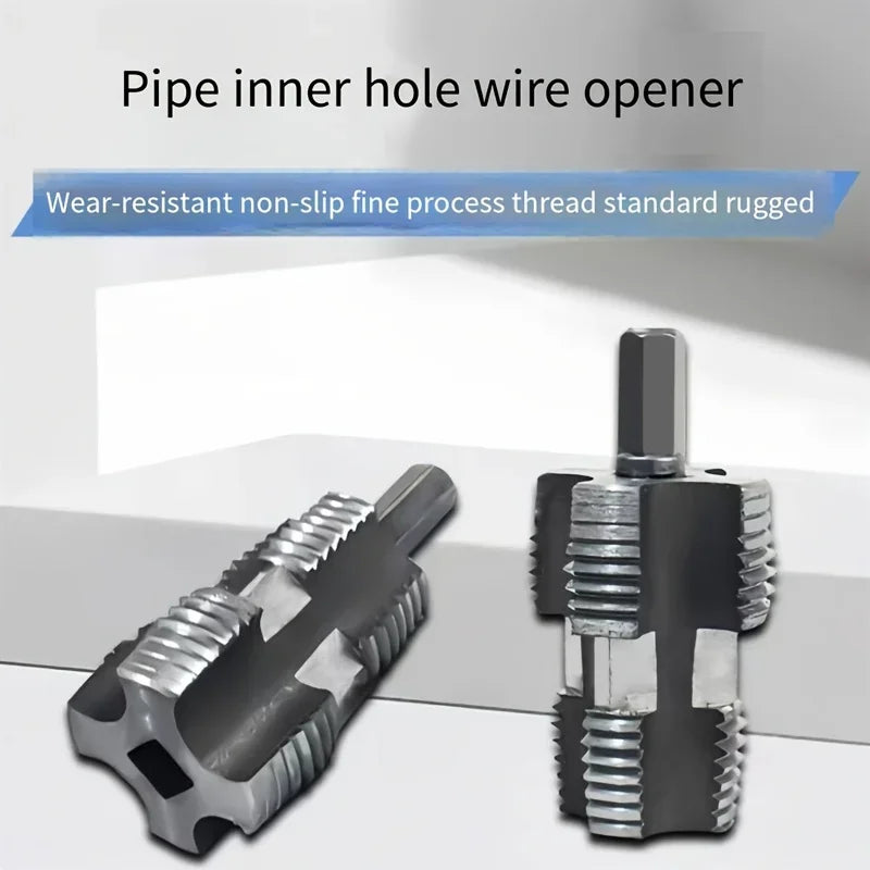 4/6Electric Drill Compatible Pvc Pipe Threader Kit Double Head Water Pipe Inner Hole Wire Opener Electric Drill Water Pipe Opene