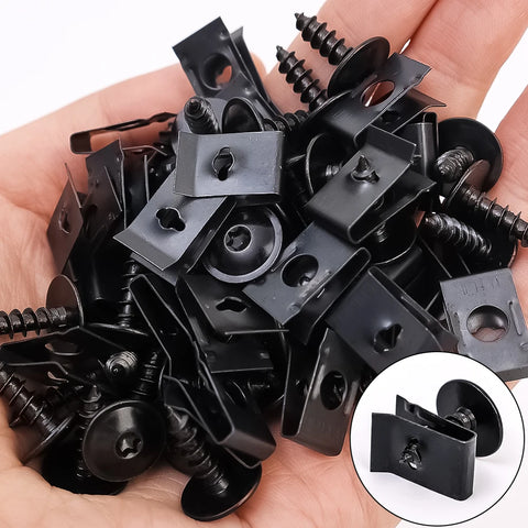 Self Tapping Screws Metal Fastener Clip for Car Motorcycle U-Type Clip with Screw Anti-rust Protection Clip Screw Iron Sheet Kit