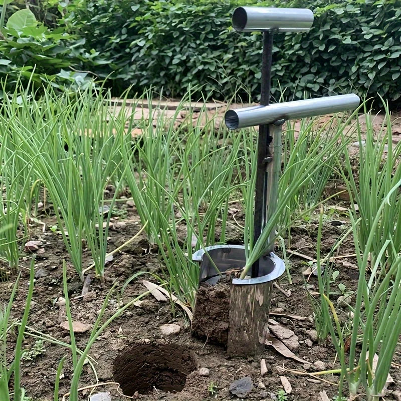 Stainless Steel Garden Transplanting Tool, Handheld, Durable Metal Manual Planter for Fruit Trees and Vegetable Seedlings