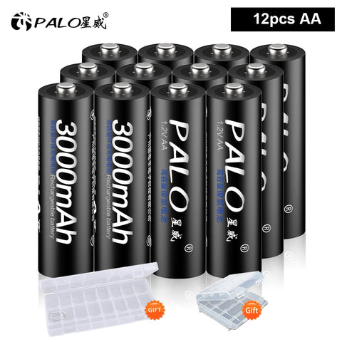 PALO AA and AAA Rechargeable Batteries 3000mAh NI-MH AA Battery LR6 1100mAh AAA LR3+LCD USB USB Charger for 1.2V AA AAA Battery