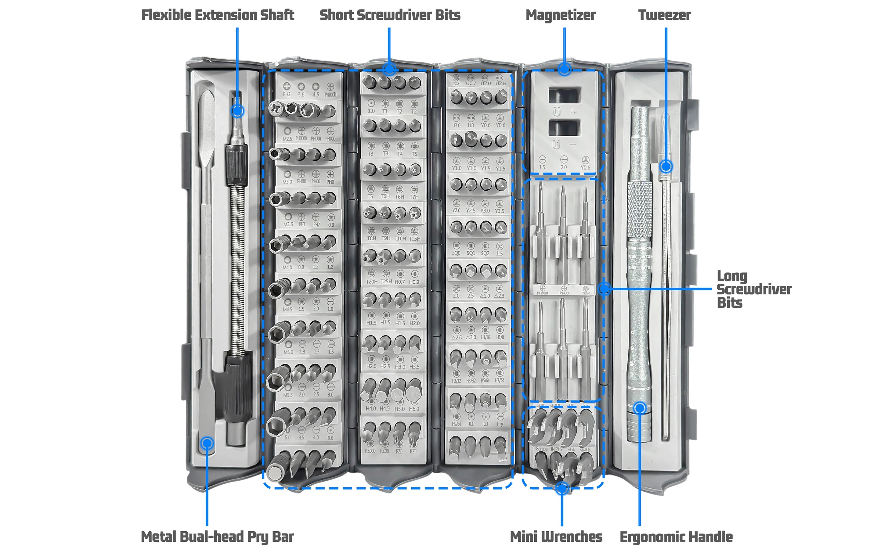128 in 1 Electronics Precision Screwdriver Set Professional Magnetic Repair Tool with 122 Bits for Computer, PC, iPhone, Laptop