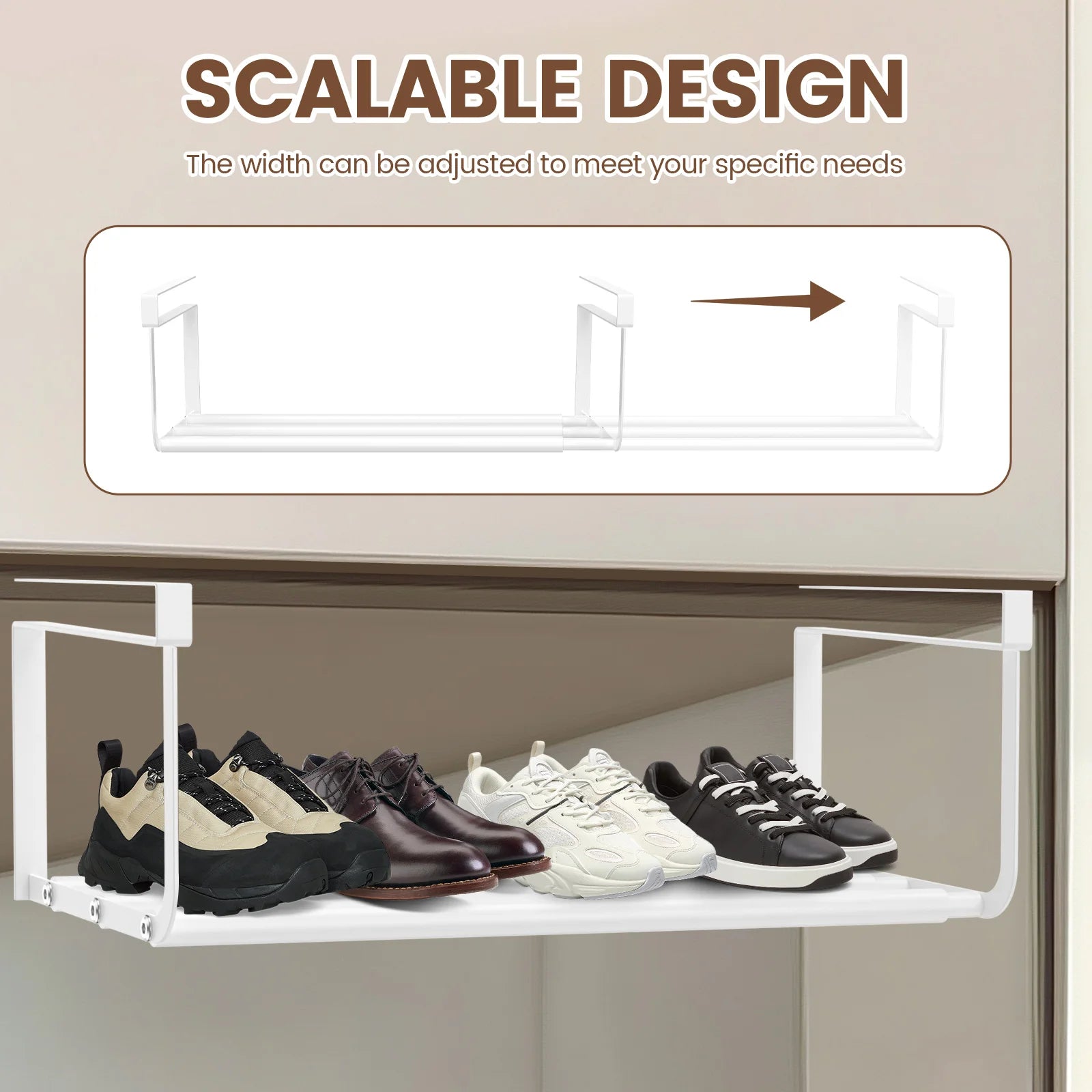 Adjustable Shoe Rack Hanging Under Cabinets Clothes Shoe Storage Shelf Expandable Household Retractable Organizer