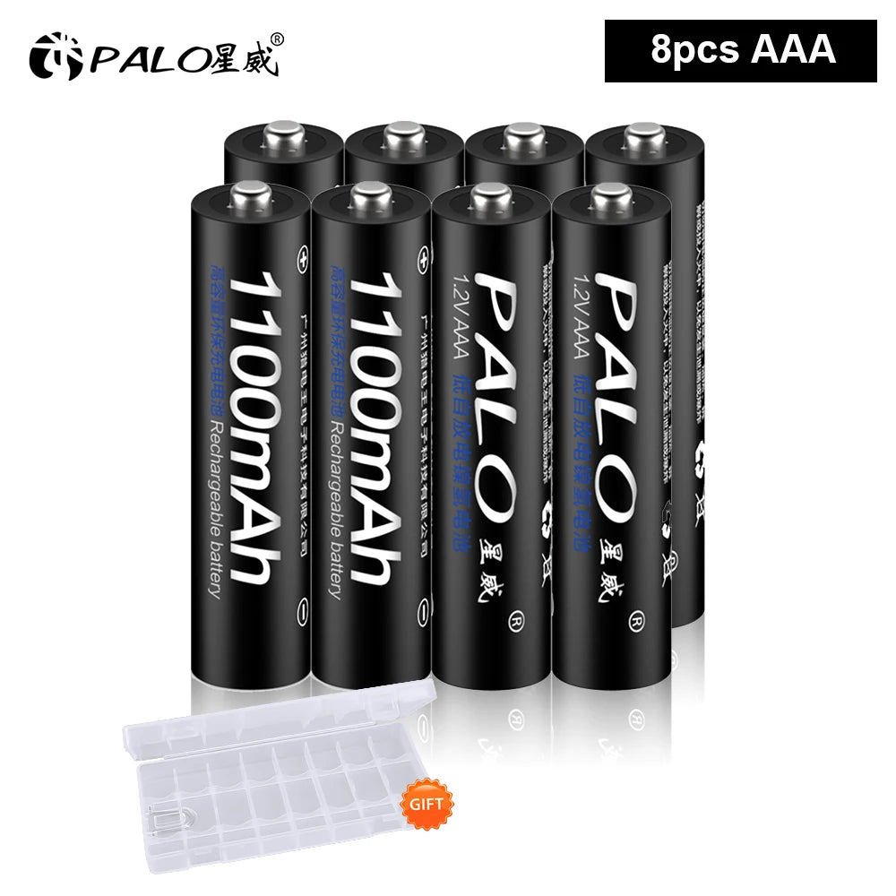 PALO AA and AAA Rechargeable Batteries 3000mAh NI-MH AA Battery LR6 1100mAh AAA LR3+LCD USB USB Charger for 1.2V AA AAA Battery