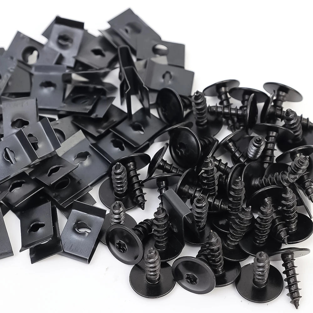 Self Tapping Screws Metal Fastener Clip for Car Motorcycle U-Type Clip with Screw Anti-rust Protection Clip Screw Iron Sheet Kit