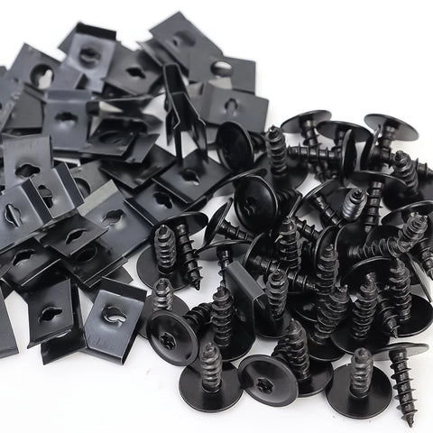 Self Tapping Screws Metal Fastener Clip for Car Motorcycle U-Type Clip with Screw Anti-rust Protection Clip Screw Iron Sheet Kit