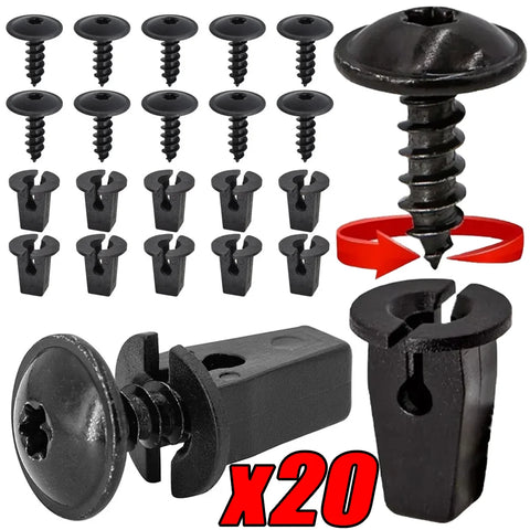 10/20Pairs Car Self Tapping Screws Engine Clamps Torx Screw Bolt Bumper Arch Mud Flaps Splash Guards Undertray Trim Fixing