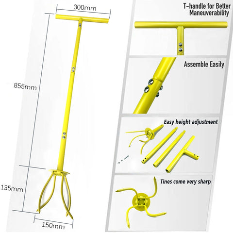 Twist Tiller Soil Grabber T-handle Adjustable Height Yard Garden Manual Soil Claw Cultivator Household Planting Tool