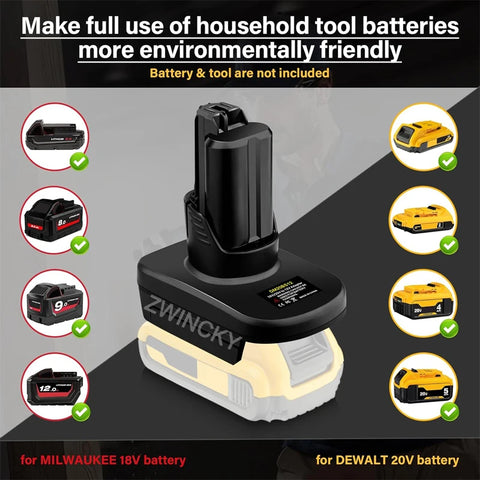 Battery Adapter For Makita/Dewalt/Milwaukee/Bosch 18V 20V Lithium Battery Convert to for Bosch 12V Cordless Power Tools