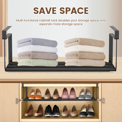 Adjustable Shoe Rack Hanging Under Cabinets Clothes Shoe Storage Shelf Expandable Household Retractable Organizer