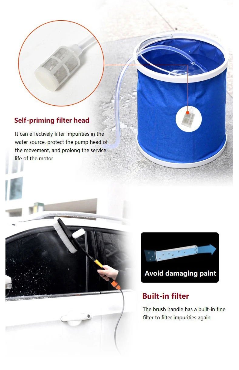 Portable Rechargeable Lithium Battery Water Gun, Wireless Vegetable Washing Machine Vehicle, 12V High Pressure Water Pump