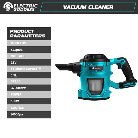 16000pa Brushless Electric Vacuum Cleaner Handheld Rechargeable Dry/Wet Dust Carpet Collector Machine for Makita 18v Battery Pin