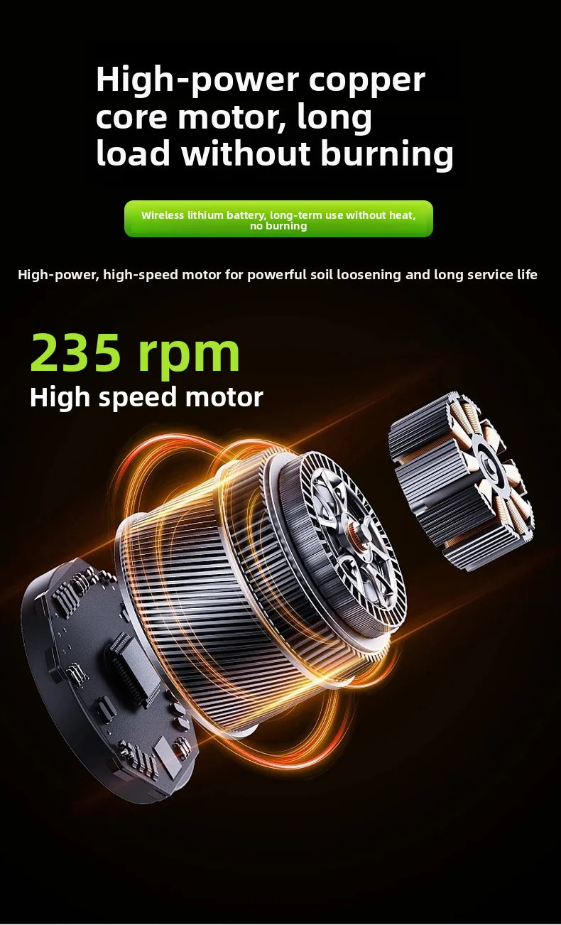Cordless Electric Tiller Cultivator Portable Electric Garden Rotavator For Garden Vegetable Field Greenhouse Garden Power Tool