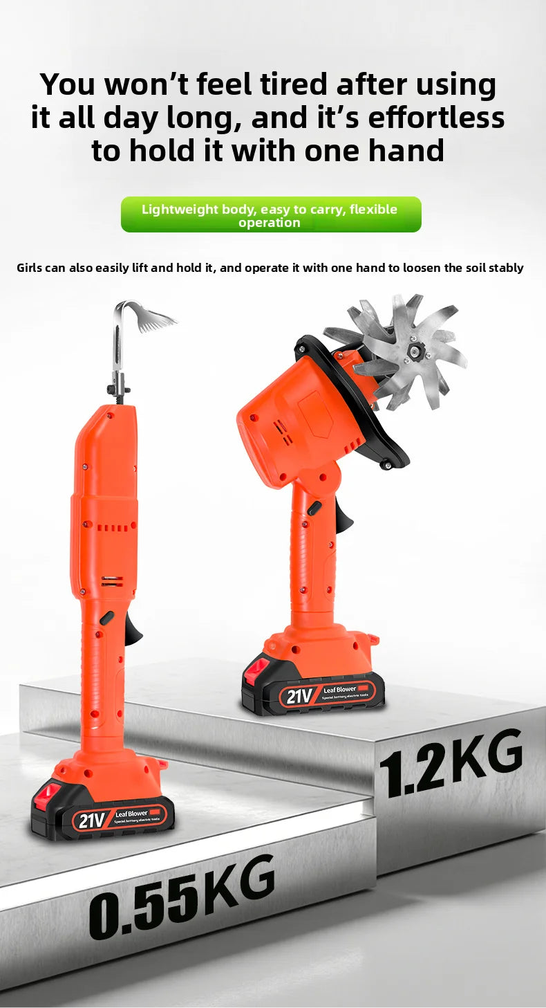 Cordless Electric Tiller Cultivator Portable Electric Garden Rotavator For Garden Vegetable Field Greenhouse Garden Power Tool